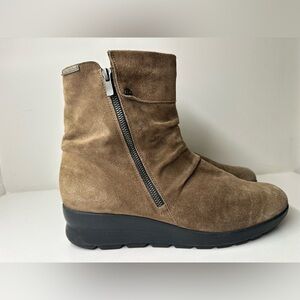 Mephisto Rezia Brown Nubuck Ankle Boots Wedge Womens US 10.5 Slouchy Booties